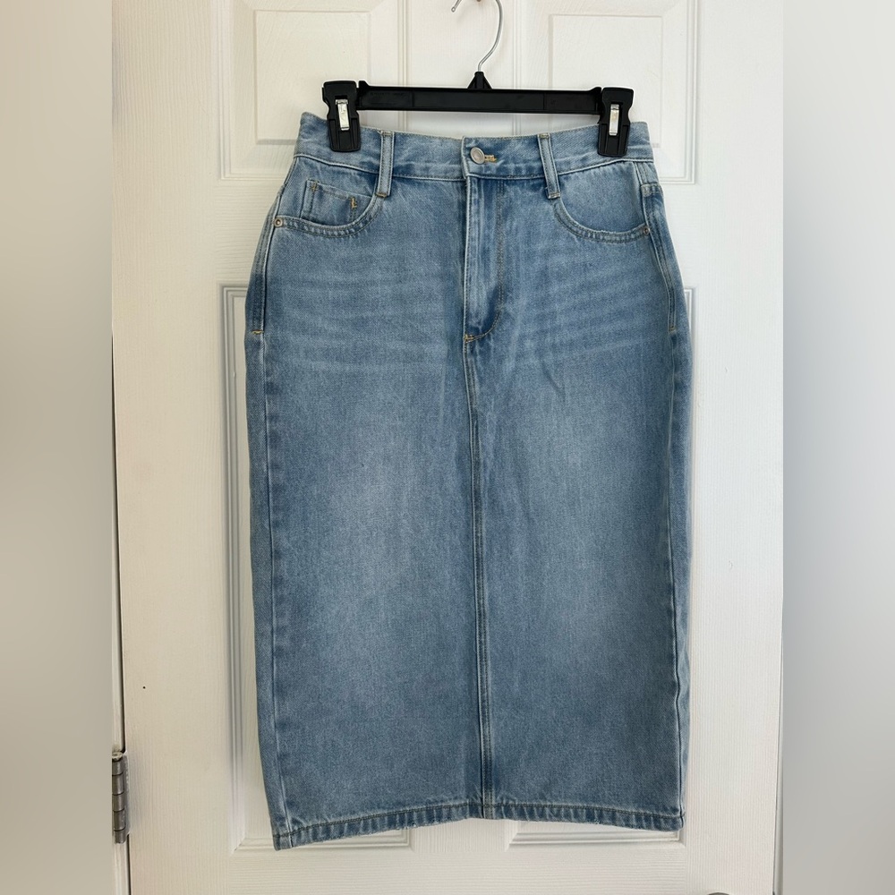 GREY LAB Light Blue Denim Skirt